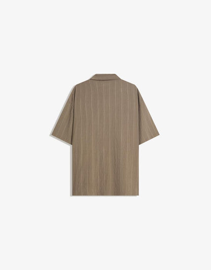Camicia a maniche corte a righe testurizzate