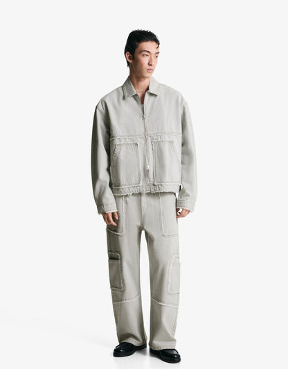 Giubbotto di jeans sfrangiato