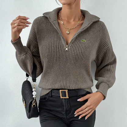 LC™ | Women's Modern Zip-Neck Knit Top