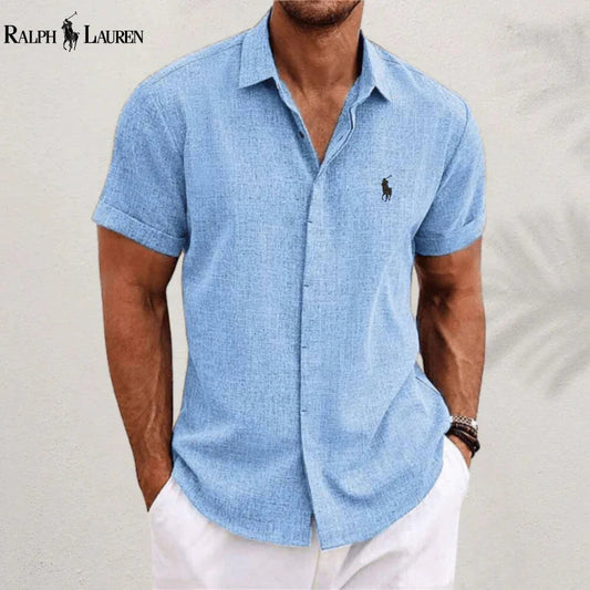 2026 Men's Linen Shirts Short Sleeve Casual Shirts Button Down Shirt for Men Beach Summer Shirt